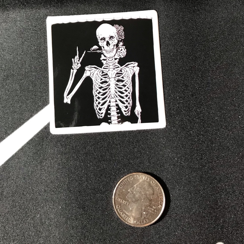 NEW Peace Skeleton Spooky Scary Creepy Cool Sticker Waterproof Halloween Horror - Picture 3 of 5